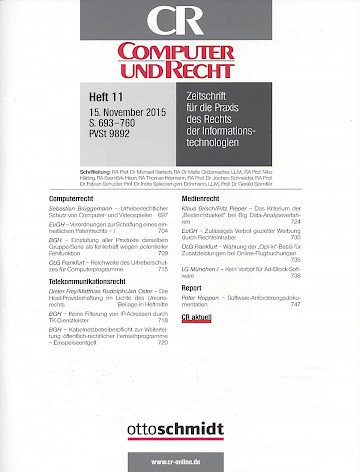 Titelblatt:COMPUTER UND RECHT