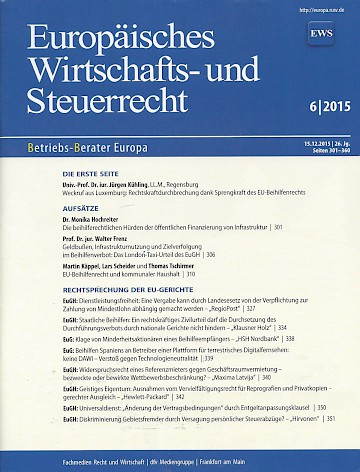 Titelblatt:Europäisches Wirtschafts- und Steuerrecht EWS