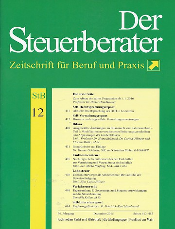 Titelblatt:Der Steuerberater STB