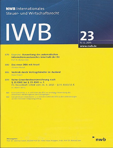 Titelblatt:NWB Internationales Steuer- und Wirtschaftsrecht - IWB