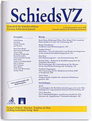Titelblatt:SchiedsVZ - Zeitschrift für Schiedsverfahren