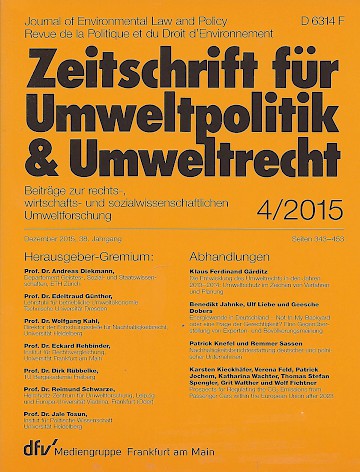 Titelblatt:Zeitschrift für Umweltpolitik & Umweltrecht ZfU