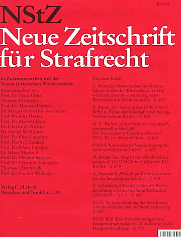 Titelblatt:Neue Zeitschrift für Strafrecht NStZ