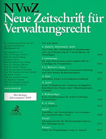 Titelblatt:Neue Zeitschrift für Verwaltungsrecht NVwZ