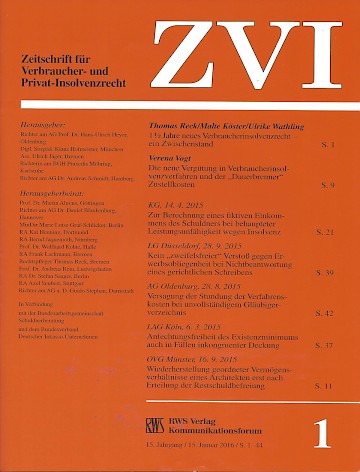Titelblatt:ZVI Zeitschrift für Verbraucher-und Privat-Insolvenzrecht