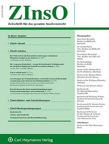 Titelblatt:Zeitschrift für das gesamte Insolvenzrecht ZInsO