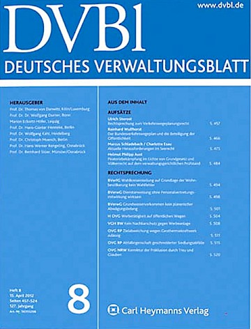 Titelblatt:Deutsches Verwaltungsblatt