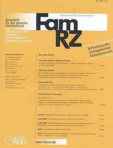Titelblatt:FamRZ Zeitschrift für das gesamte Familienrecht